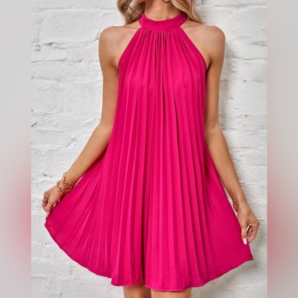 Hot Pink Swing Dress, Halter Top